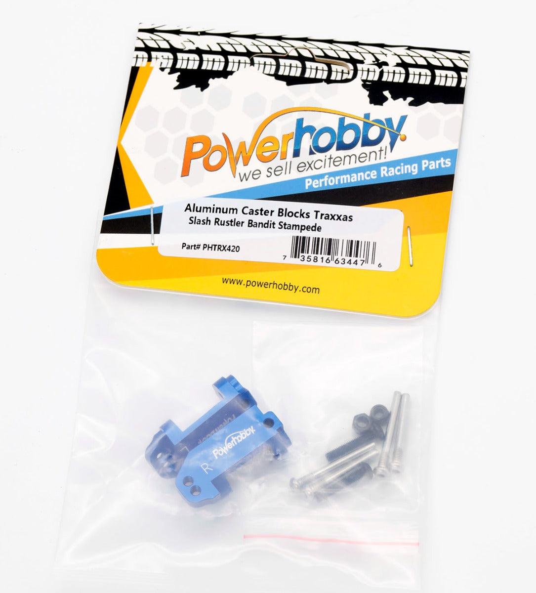 Powerhobby Aluminum Caster Blocks FOR Traxxas Slash Rustler Bandit Stampede Blue - PowerHobby