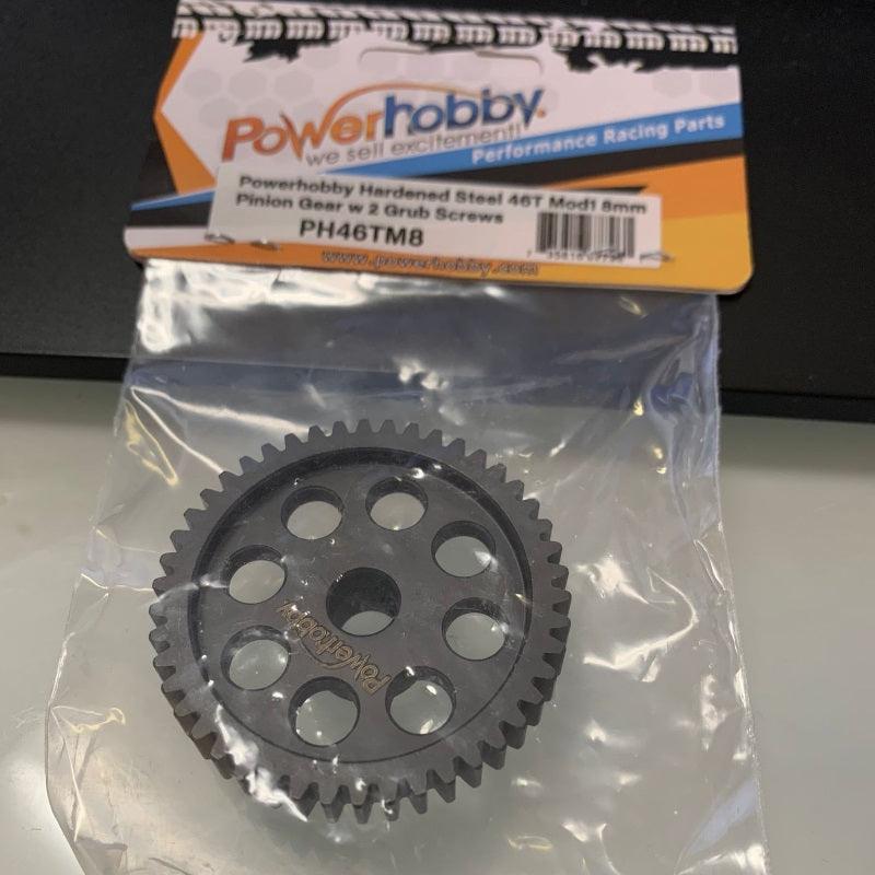 Powerhobby Hardened Steel 46T Mod1 8mm Pinion Gear MOD 1 Speed Run / Drag Racing - PowerHobby
