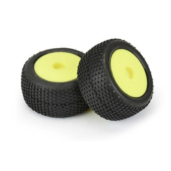 Pro-Line 1/18 Hole Shot Front/Rear Mini-T Tires Mounted 8mm Yellow Wheels (2) - PowerHobby