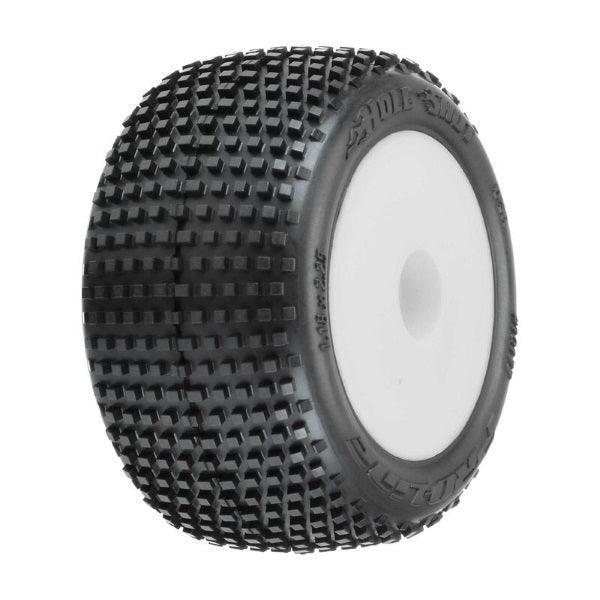 Pro-Line 1/18 Hole Shot Front/Rear Mini-T Tires Mounted 8mm White Wheels (2) - PowerHobby