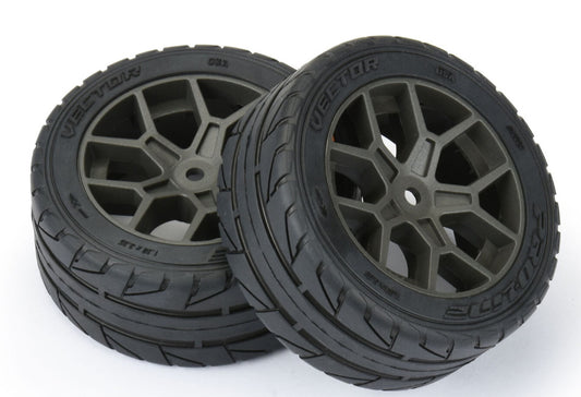 Pro-Line 1/8 Vector S3 35/85 2.4" Belted Mounted Tires 14mm Gray Vendetta - PowerHobby