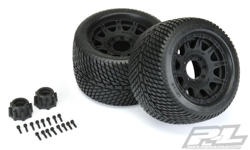 Pro-Line Road Rage 3.8" Street Tires Mounted For 17mm MT Mounted on Raid Black - PowerHobby