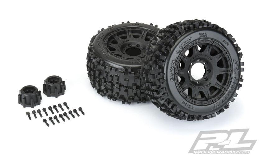 Pro-Line Badlands 3.8" All Terrain Tires Mounted For 17mm MT Front or Rear - PowerHobby