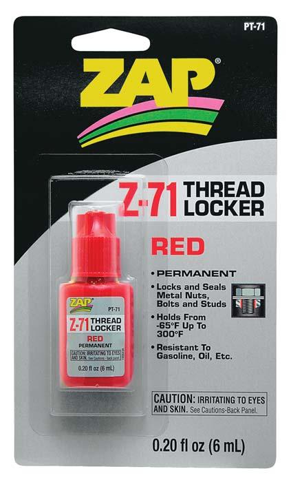 Zap PT71 Adhesives Red Z-71 Thread Locker .20 oz - PowerHobby