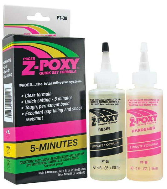 Zap PT38 Adhesives Z-Poxy 5-Minute Resin & Hardener 8 oz Set Glue - PowerHobby