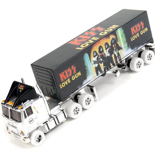 Autoworld iWheels KISS Love Gun Racing Rigs GMC TRUCK/Trailer White Aw Xtraction - PowerHobby