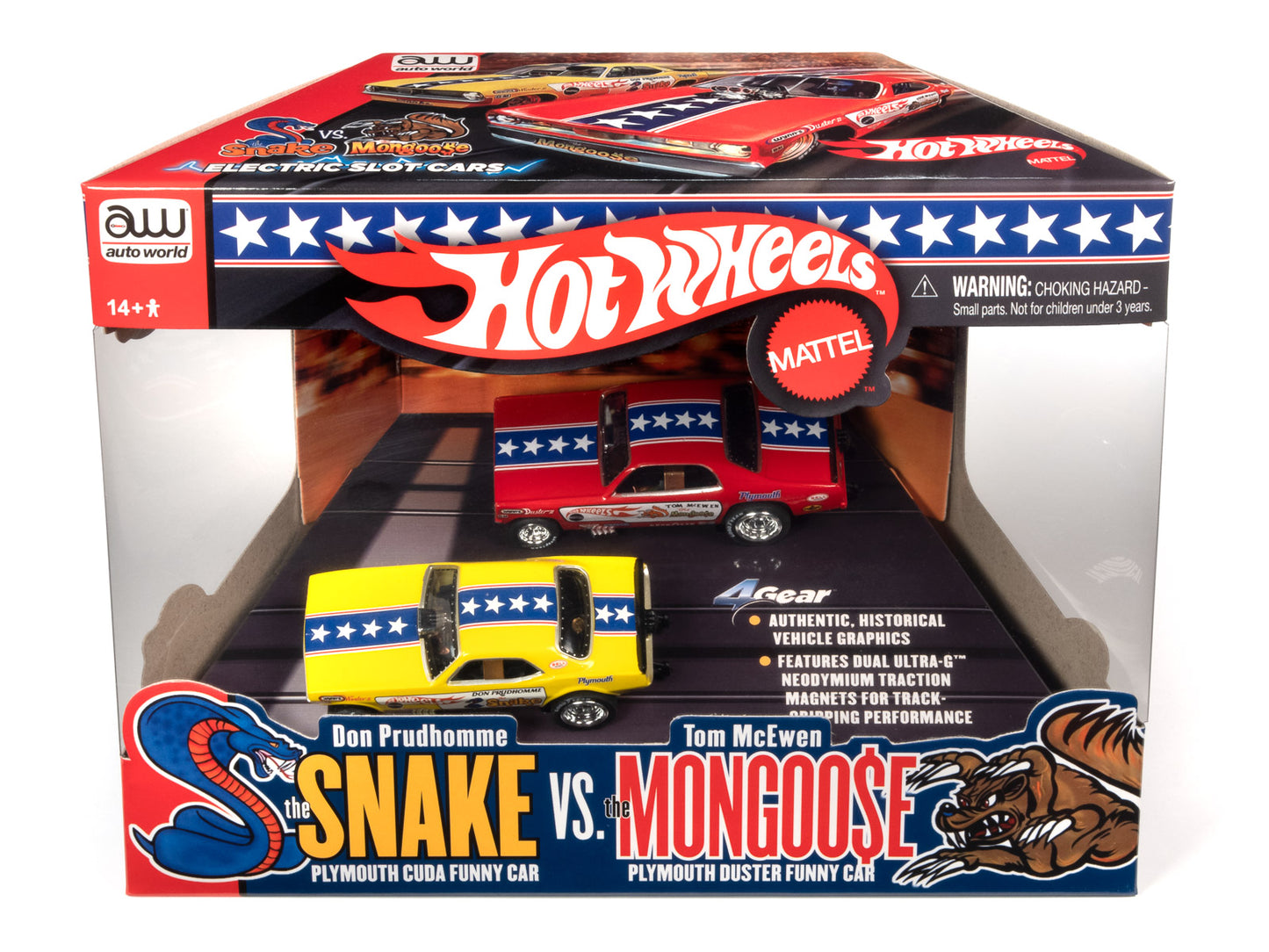 Auto World Hot Wheels Snake VS Mongoose 2 Pack HO Slot Cars for AFX SC2PK001 4Gear - PowerHobby