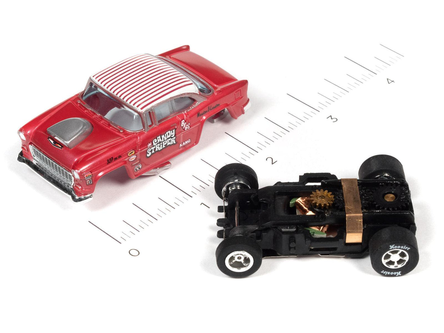 Auto World 1955 Chevy Bel Air Gasser Candy Striper Tribute HO Slot Car SC382 - PowerHobby