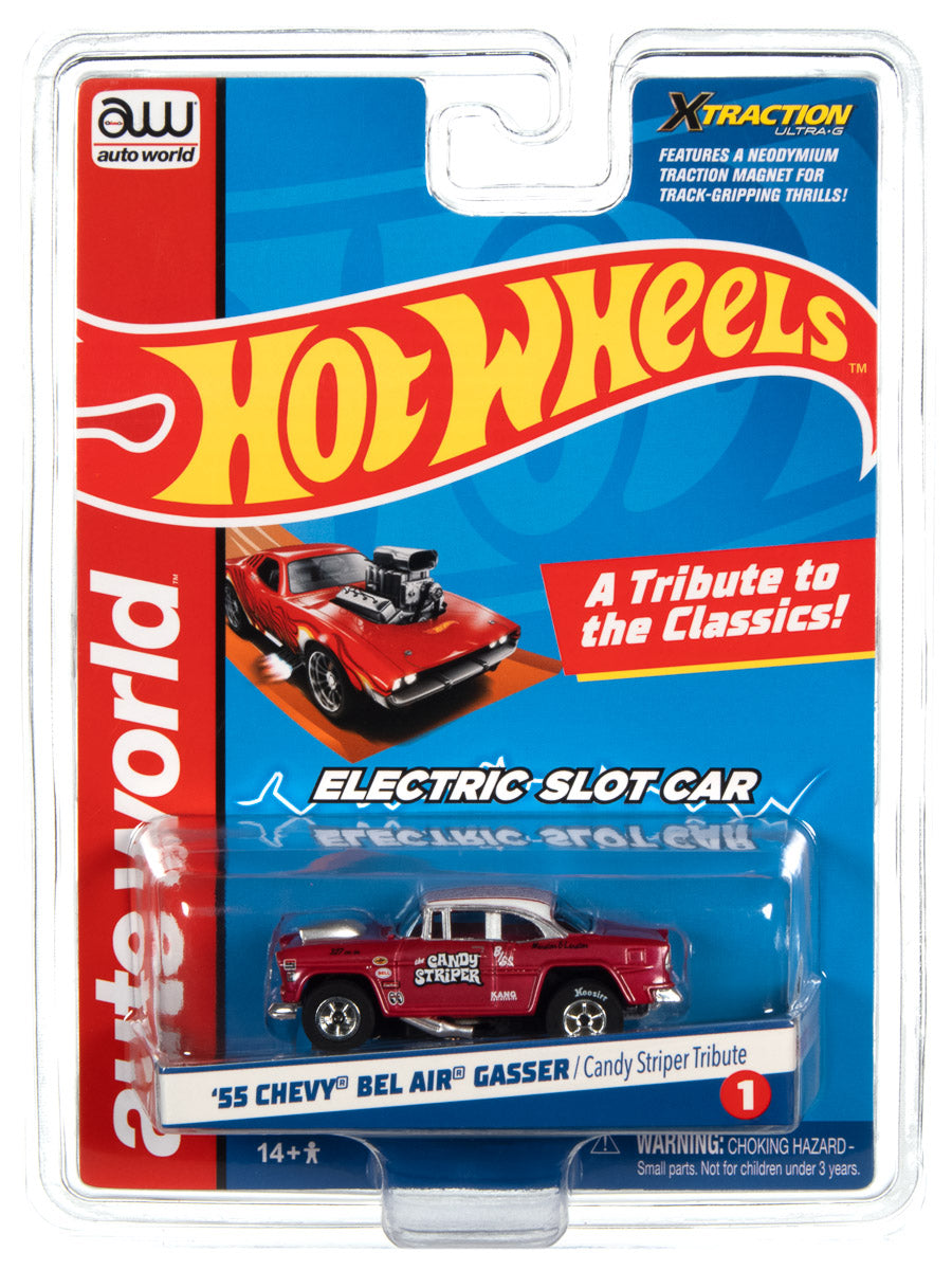 Auto World 1955 Chevy Bel Air Gasser Candy Striper Tribute HO Slot Car SC382 - PowerHobby