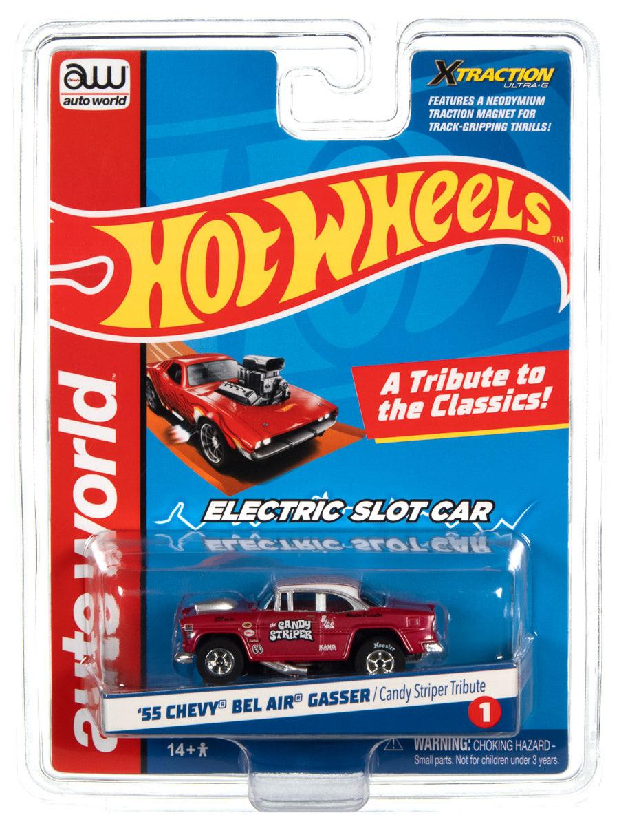 Auto World 1955 Chevy Bel Air Gasser Candy Striper Tribute HO Slot Car SC382 - PowerHobby