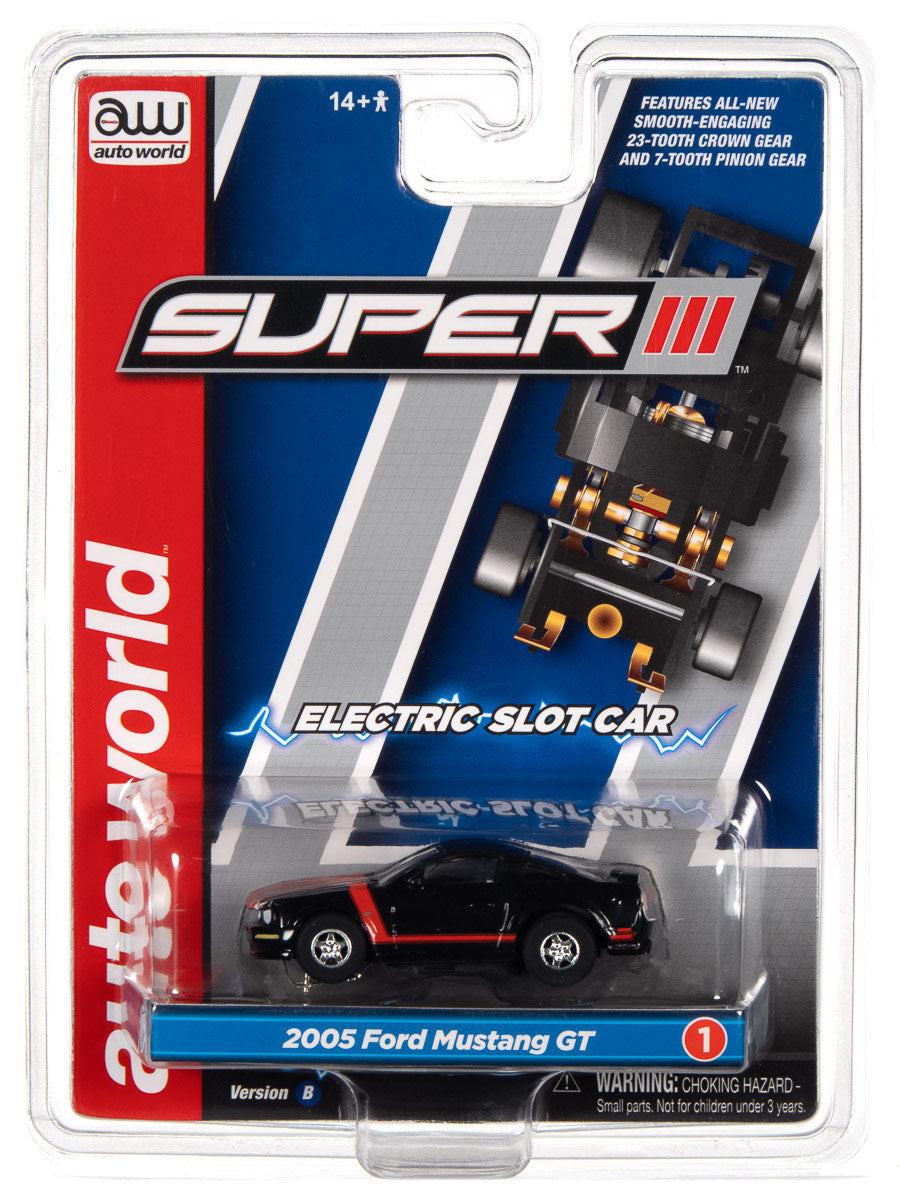 Auto World Super III 2005 Ford Mustang GT Black HO Scale Slot Car SC383 - PowerHobby
