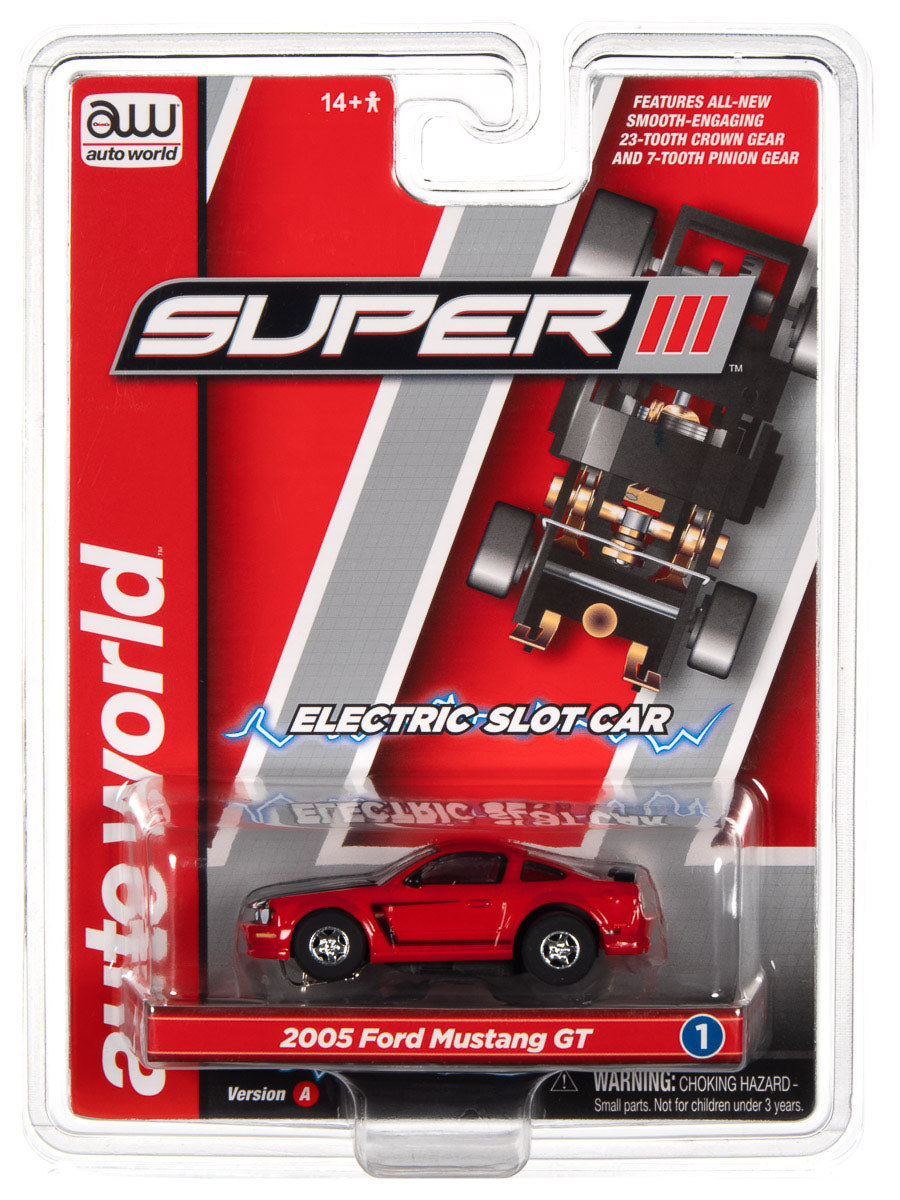 Auto World Super III 2005 Ford Mustang GT Red HO Scale Slot Car SC383 - PowerHobby
