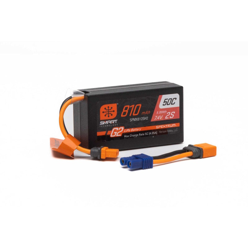 Spektrum SMART - SPMX812SH2 7.4V 810mAh 2S Smart G2 50C LiPo: IC2 - PowerHobby