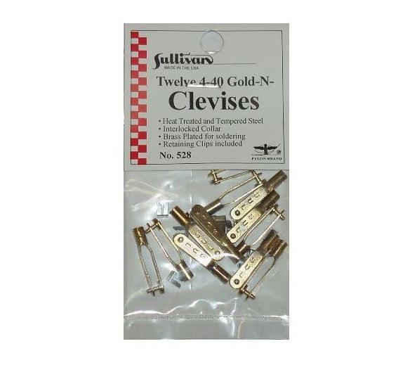 Sullivan 528 4-40 Gold-N-Clevises (12) - PowerHobby