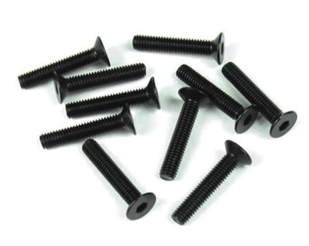 Tekno RC TKR1327 M3x16mm Flat Head Screws (Black 10) EB48.3 EB48SL ET48.3 - PowerHobby