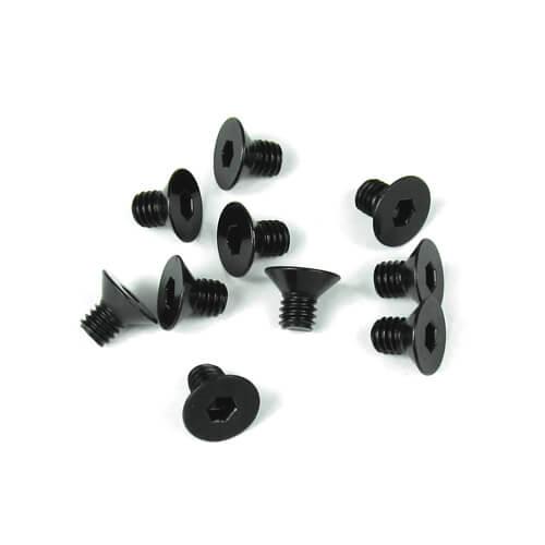 Tekno M4x6mm Flat Head Screw (Black 10pieces) EB48 EB48SL ET48 MT410 NT48 SCT410 - PowerHobby