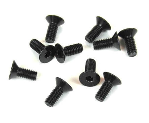 Tekno M4x10mm Flat Head Screws (Black) EB48 EB48SL ET48 MT410 NB48 NT48 SCT410 - PowerHobby