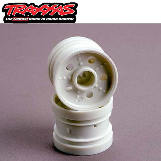 Traxxas 1221 Wheels White (Rear) (2) (Tom Cat) - PowerHobby