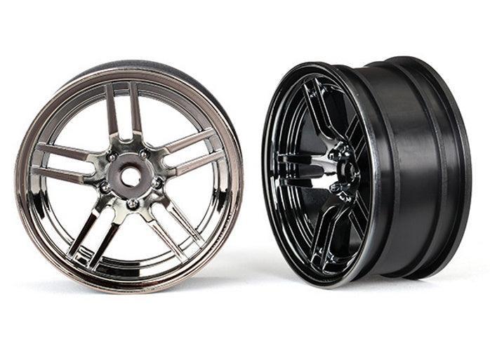 Traxxas Wheels 1.9' Split-Spoke (Black Chrome) (Front) (2) 4-Tec 2.0 Ford GT - PowerHobby