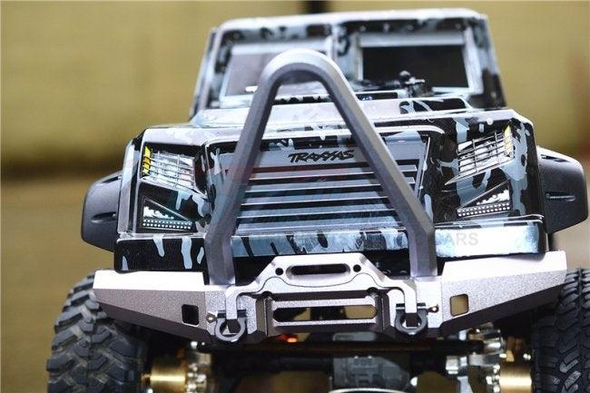 GPM ALUMINUM FRONT BUMPER WITH D-RINGS SPIKED DESIGN TRAXXAS TRX-4 / TRX-6 BLACK - PowerHobby