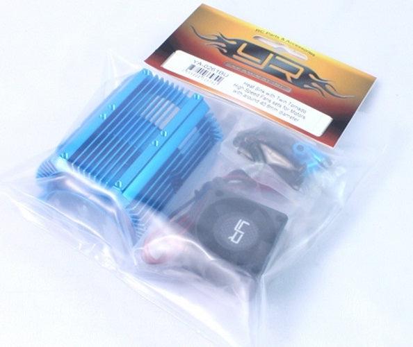 Yeah Racing Heat Sink w/Twin Tornado High Speed Fans Sets Blue For 1/8 Motors - PowerHobby