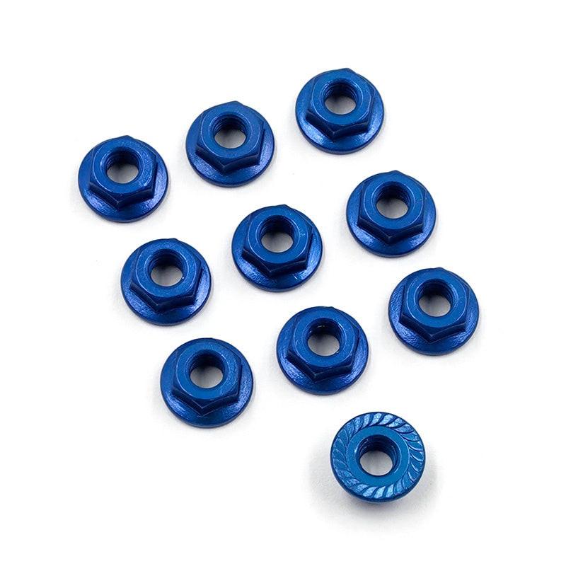 Yeah Racing LN-M4S-DB 4mm Aluminum Serrated Lock Nut (10) (Blue ...