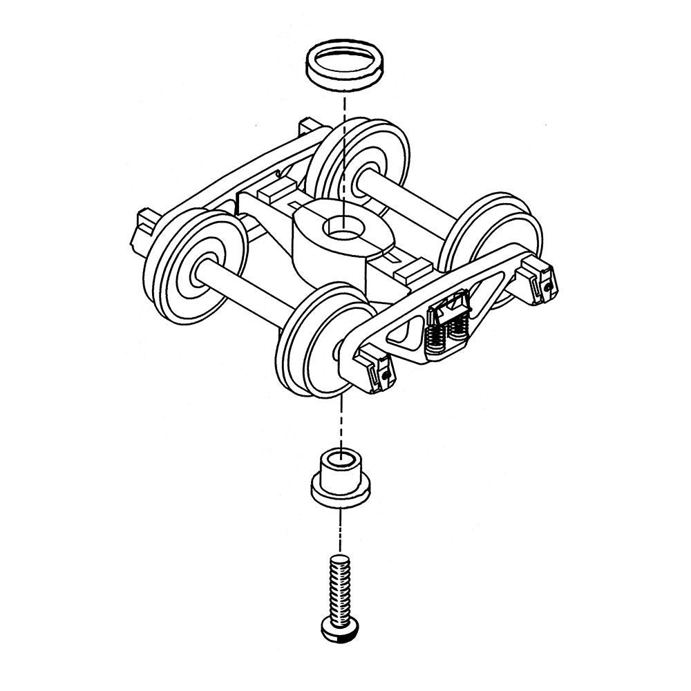 Kadee #757 O 2 Rail Arch Bar Metal Trucks with 33" Ribbed Back Metal P48 Wheels
