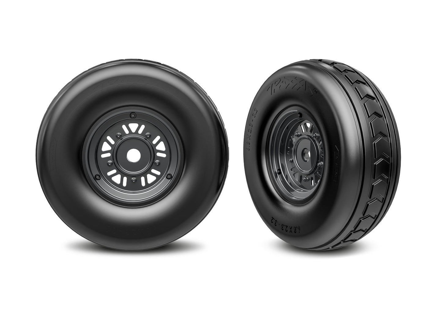Traxxas 10972-BLKC 3.2" Funco Black Chrome Front Wheels & Arrow Tires (2).
