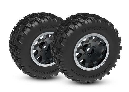 Traxxas 10770-STBLK Black & Satin Rear Wheels w/ Sledgehammer Tires (2)