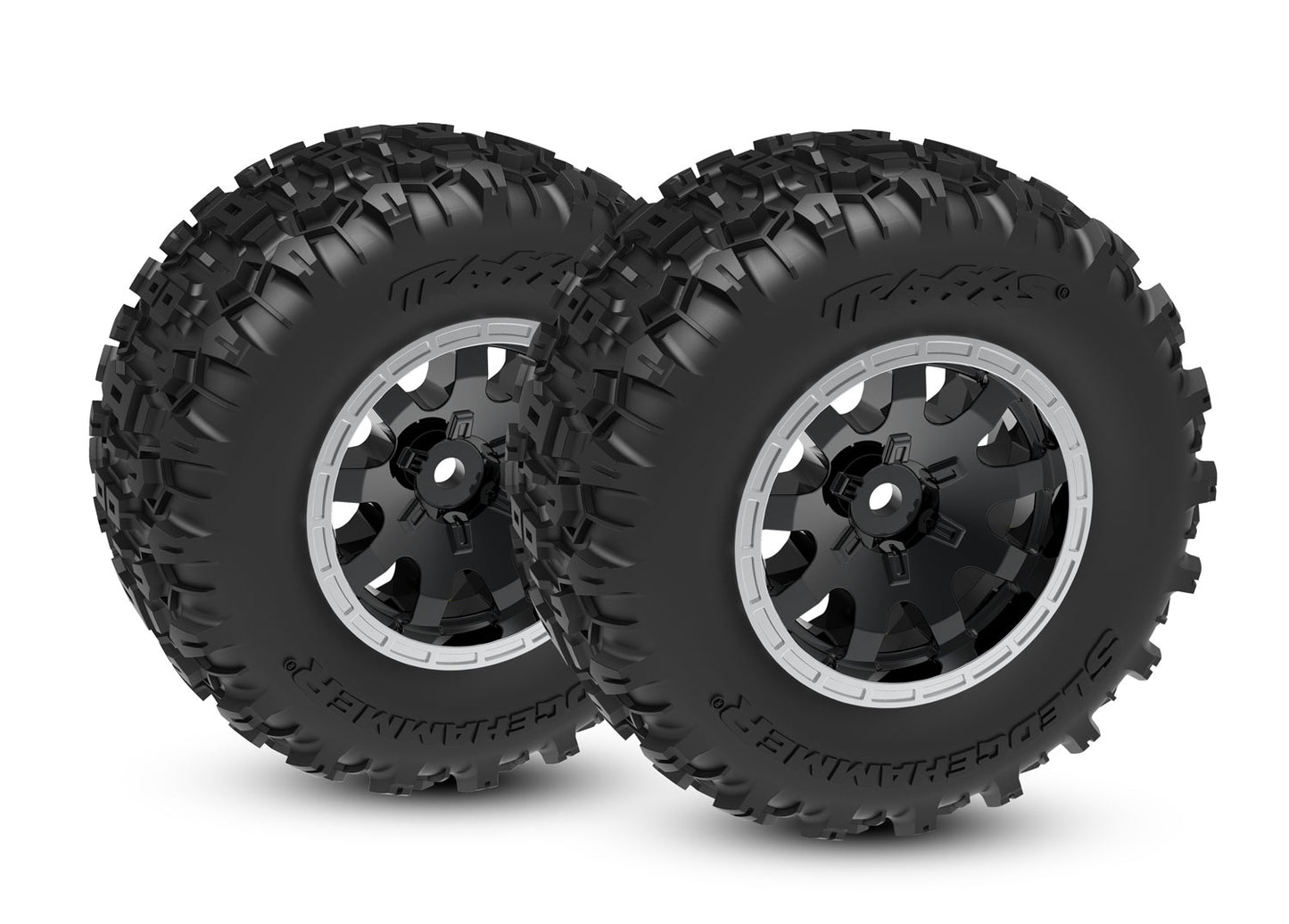 Traxxas 10771-STBLK Black & Satin Front Wheels w/ Sledgehammer Tires (2)