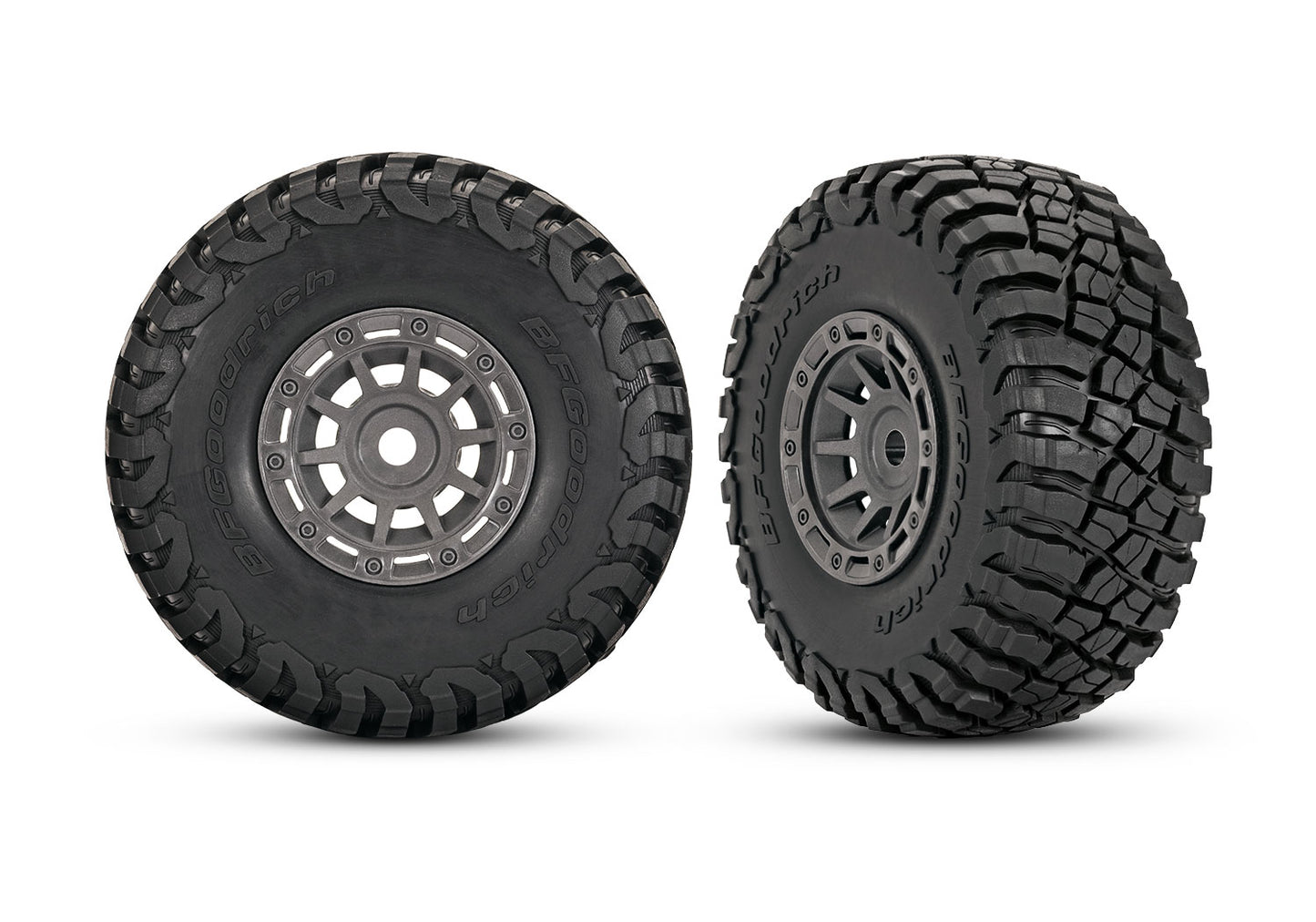 Traxxas 10870-GRAY 1.4in Gray Wheels w/ BFG Mud-Terrain Tires (2)