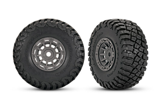 Traxxas 10870-GRAY 1.4in Gray Wheels w/ BFG Mud-Terrain Tires (2)