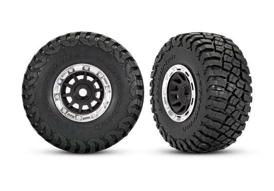 Traxxas 10870-STBLK 1.4in Black & Chrome Wheels w/ BFG Mud-Terrain Tires (2)