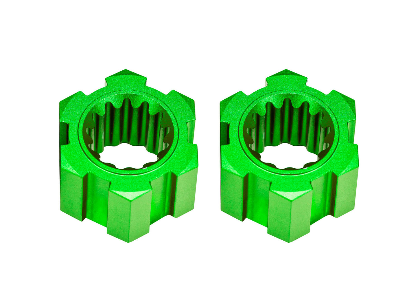 Traxxas 10954-GRN Green Aluminum Front Hex Hubs & Clips (2) Funco Pro Scale.