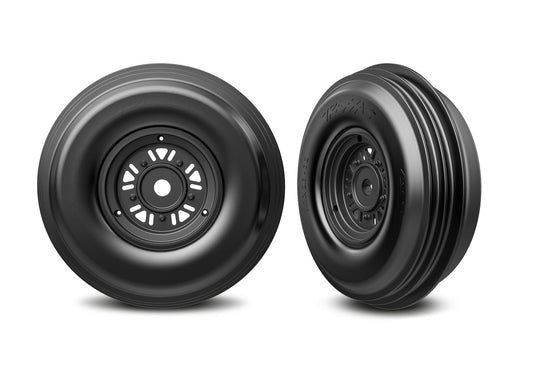 Traxxas 10971 Funco Black Front Wheels & Ribbed Tires (2).