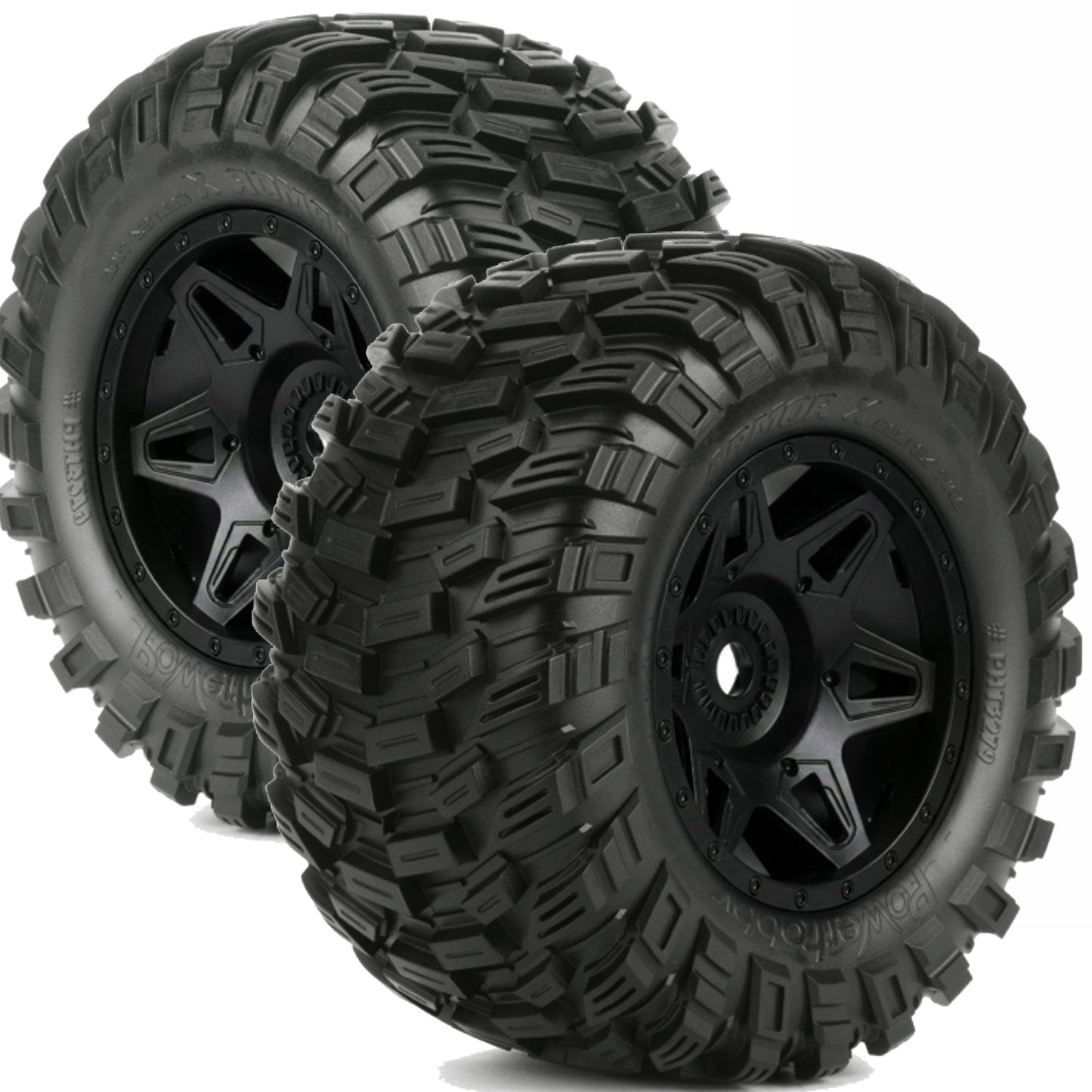 Powerhobby Armor X Belted Pre-Mounted Tires FOR Traxxas X-Maxx XMaxx Black