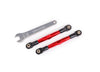 Traxxas 2445r TUBES 75mm Red Aluminum Front Toe Links (2) Drag Slash