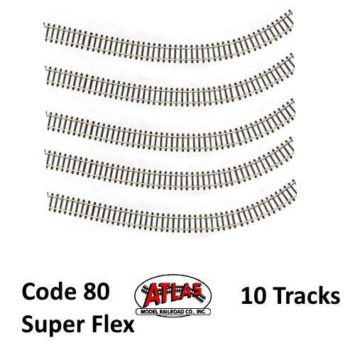 Atlas 2500 N Code 80 Super-Flex Track Black Ties / Nickel Silver Rail (10 Pcs) - PowerHobby
