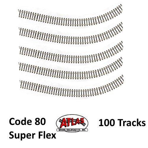Atlas 2500 N Code 80 Super-Flex Track (100) (Black Ties / Nickel Silver Rail) - PowerHobby