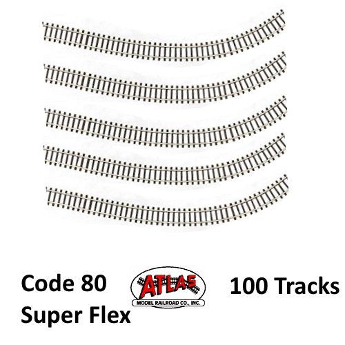 Atlas 2500 N Code 80 Super-Flex Track (100) (Black Ties / Nickel Silver Rail) - PowerHobby
