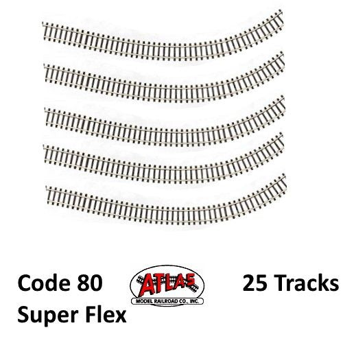 Atlas 2500 N Code 80 Super-Flex Track Black Ties / Nickel Silver Rail (25 Pcs) - PowerHobby