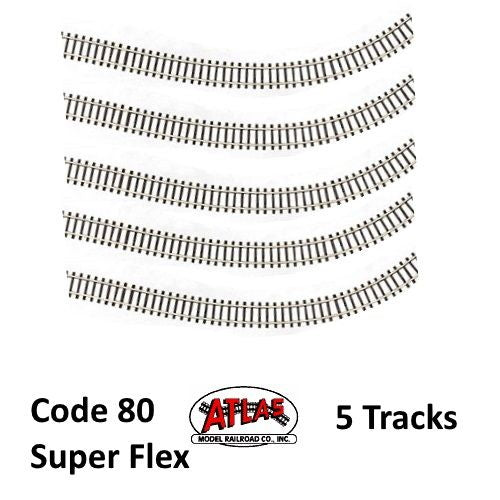 Atlas 2500 N Code 80 Super-Flex Track Black Ties / Nickel Silver Rail (5 Pack) - PowerHobby