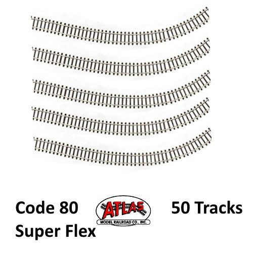 Atlas 2500 N Code 80 Super-Flex Track Black Ties / Nickel Silver Rail (50 Pcs) - PowerHobby