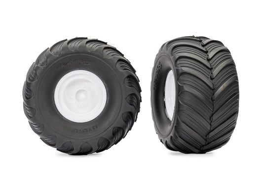 Traxxas 3663-WHT White Monster Truck Wheels & Terra Groove Tires (2).
