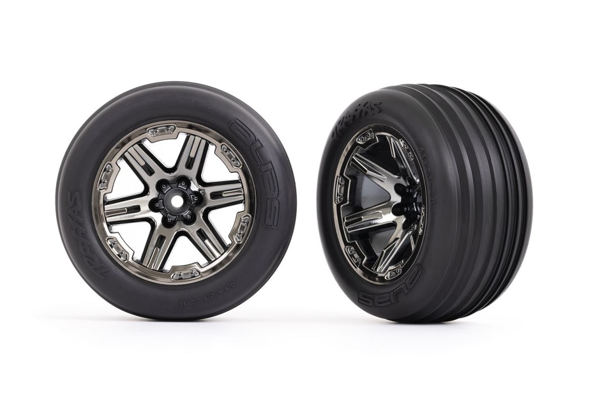 Traxxas 3771R RXT Ribbed Tires Wheels Front