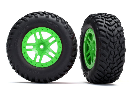 Traxxas 5892G Split-Spoke Green Tires Wheels