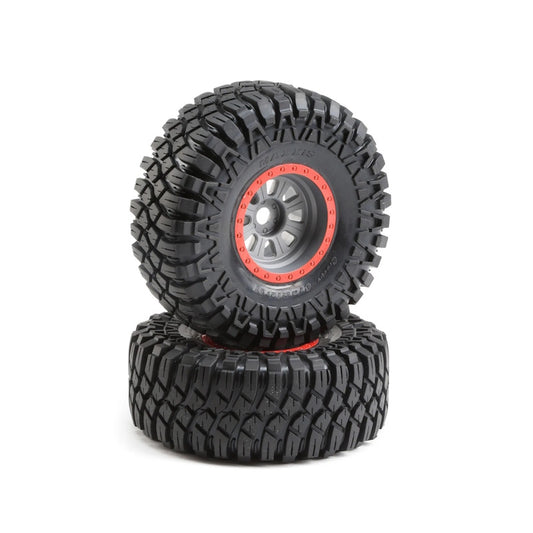 Losi LOS45029 Maxxis Creepy Crawler LT, Silver Mounted Tires (2) Super Rock Rey