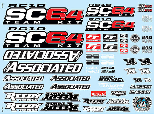 Team Associated ASC71180 RC10SC6.4 Decal Sheet