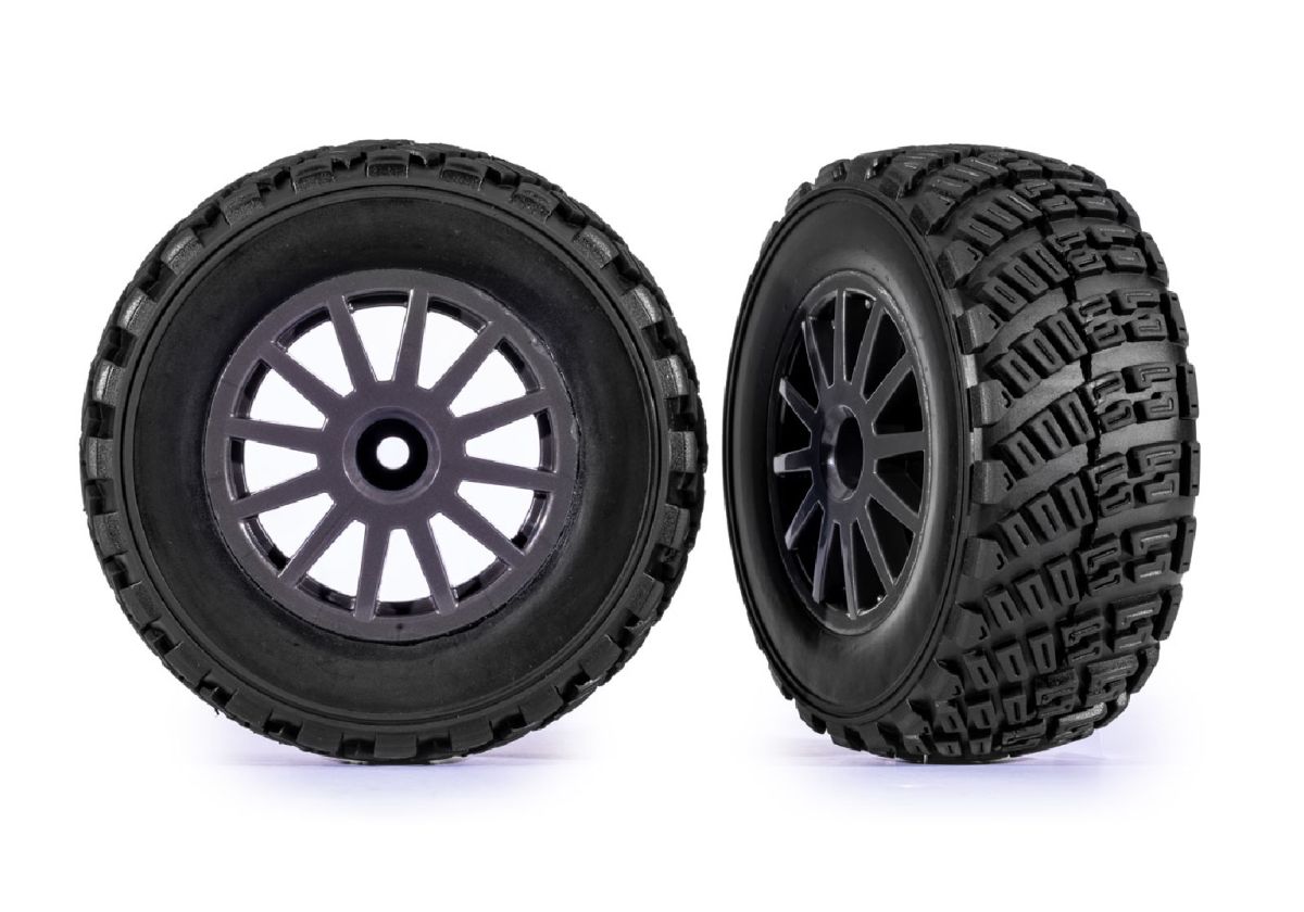 Traxxas 7473-GRAY Gray 12-Spoke Rally Wheels Tires