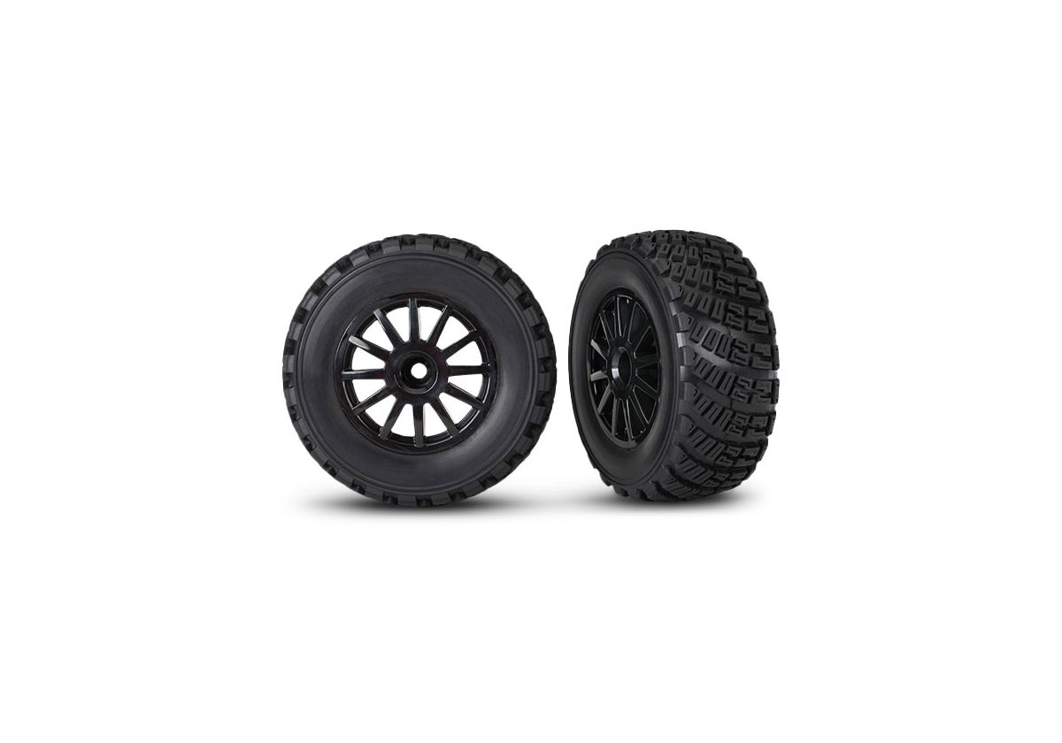 Traxxas 7473T Black 12-Spoke Rally Wheels Tires